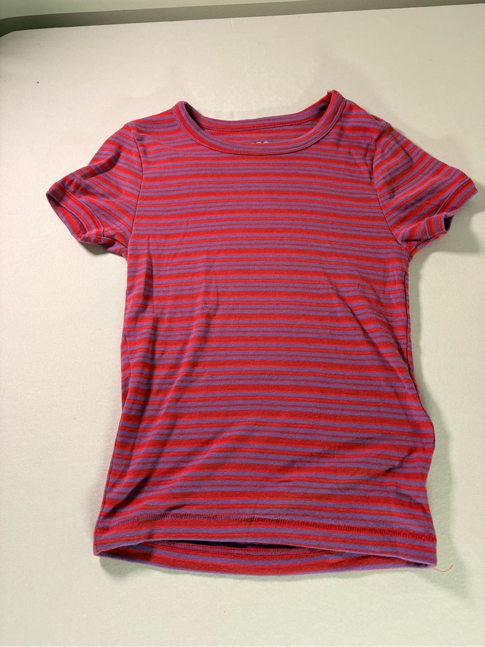 BDG Red and Purple Striped Crew Tee